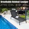 Black Steel Adjustable Chaise Lounge Chair with Breathable Fabric